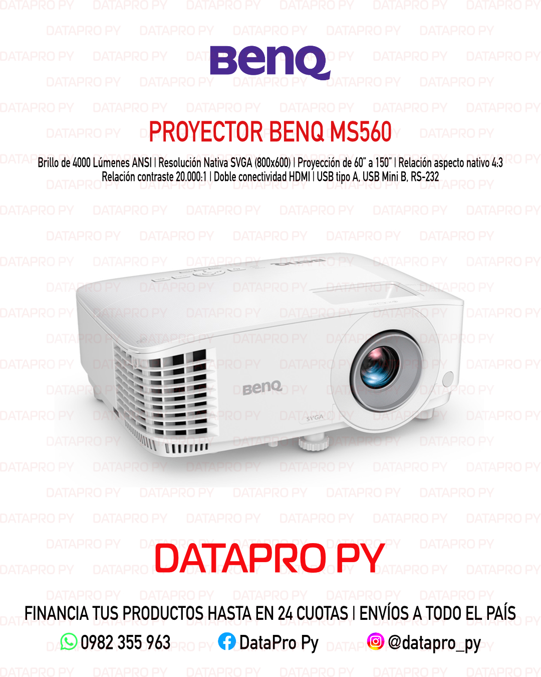 Proyector BenQ MS560 SVGA 4000 Lúmenes
